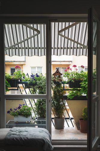 Ukwiecony balkon.