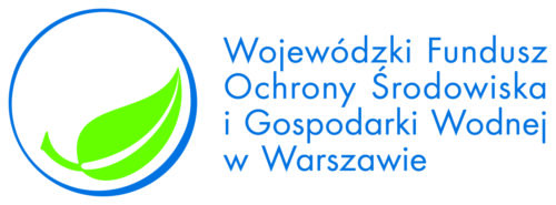 Logo Wojewódzkiego Funduszu Ochrony Środowiska i Gospodarki Wodnej w Warszawie, zielony listek w niebieskim kółku