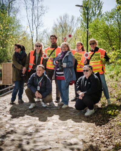 Pracownicy ZZW i wolontariusze podczas akcji ochrony nurogęsi