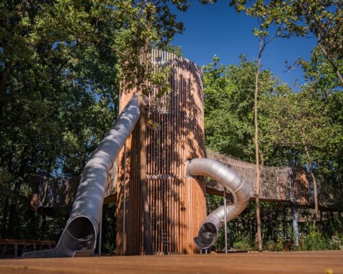 Park linowy, zjeżdżalnia w Parku Żerańskim